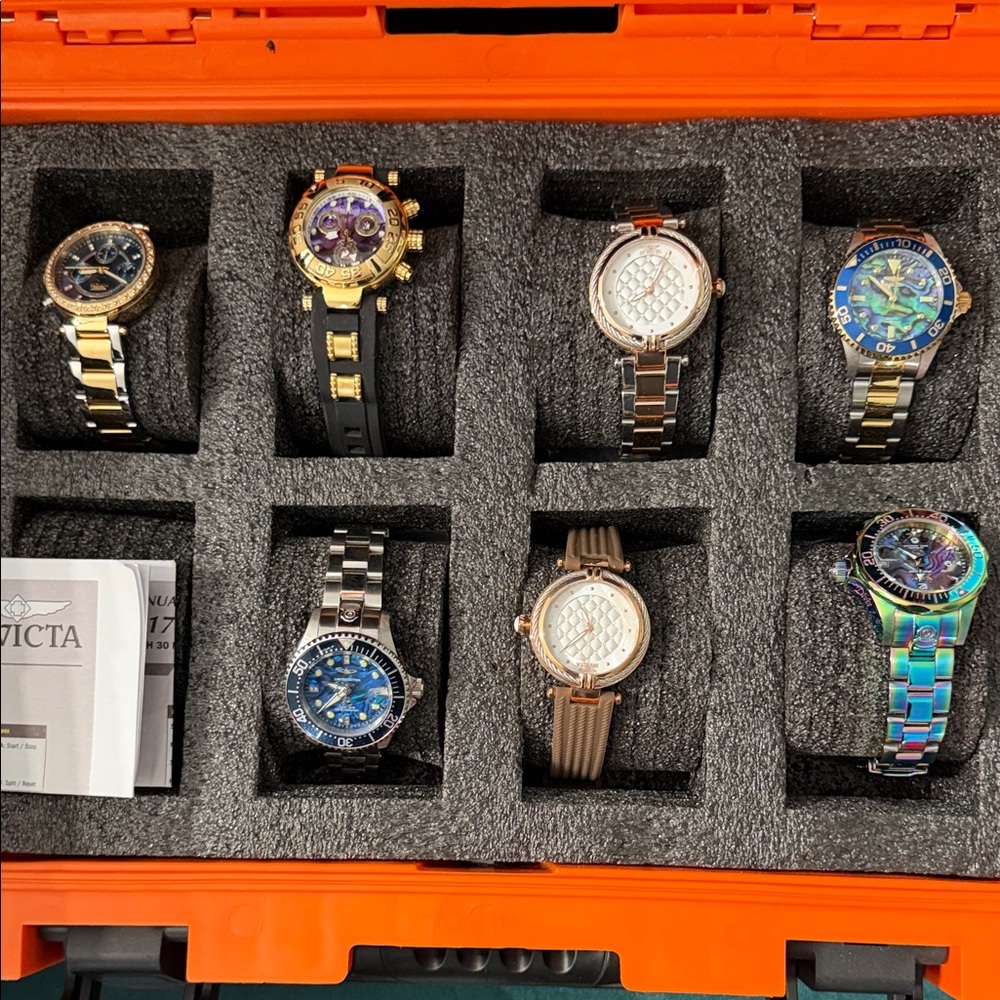 Invicta watch collection with Orange Storage Case - Picture 3 of 4